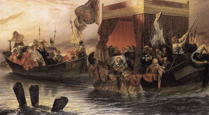 Paul Delaroche The State Barge of Cardinal Richelieu on the Rhone oil painting picture